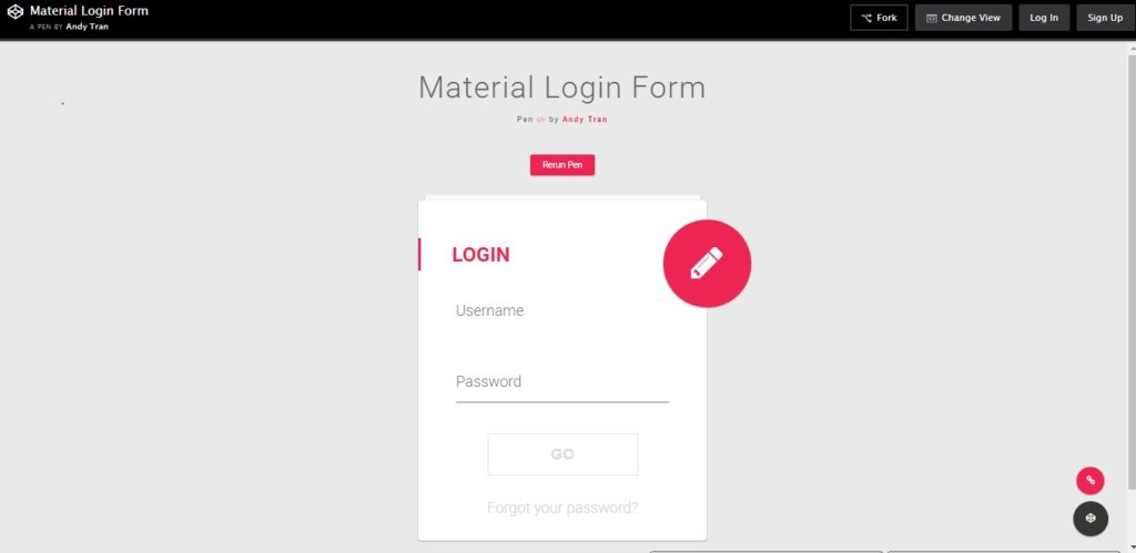 Material Login Form