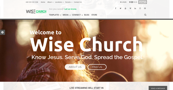 18.Wise Church WordPress Theme for Churches