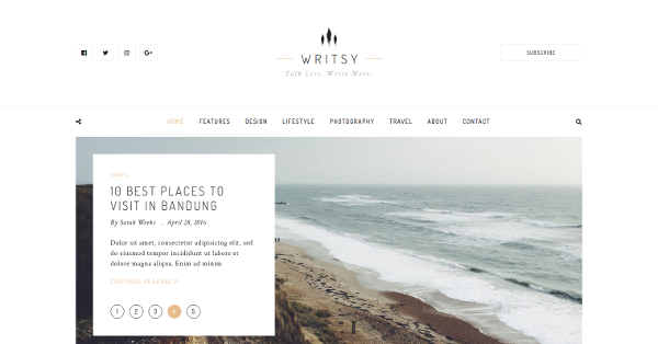 21.Writsy Clean & Faded Vintage WordPress Blog Theme