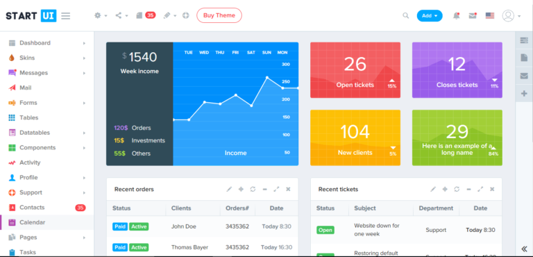 Responsive Admin Dashboard Template with Bootstrap UI Kit