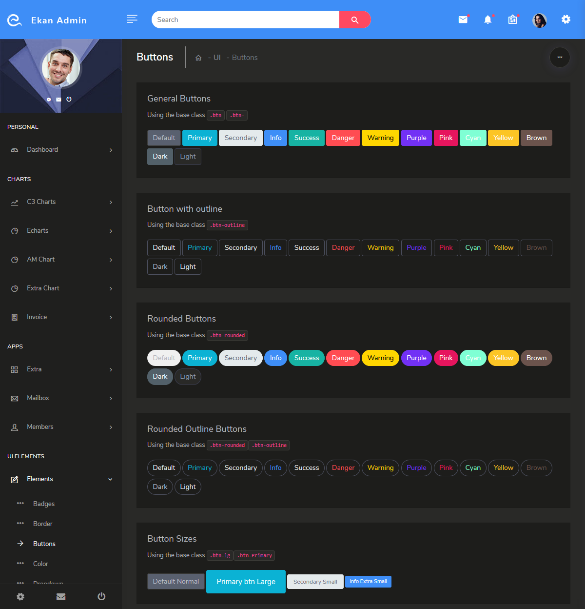 Bootstrap Admin Templates with Dark Dashboard - Ekan Admin