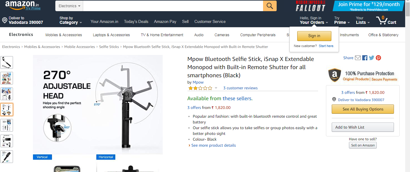 Mpow iSnap Selfie Stick