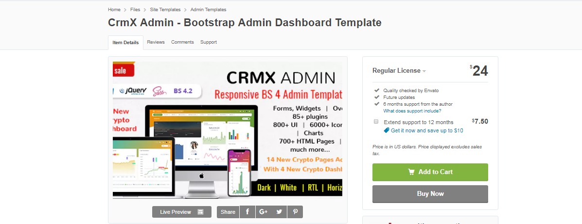 CrmX  Bootstrap Admin Dashboard Template